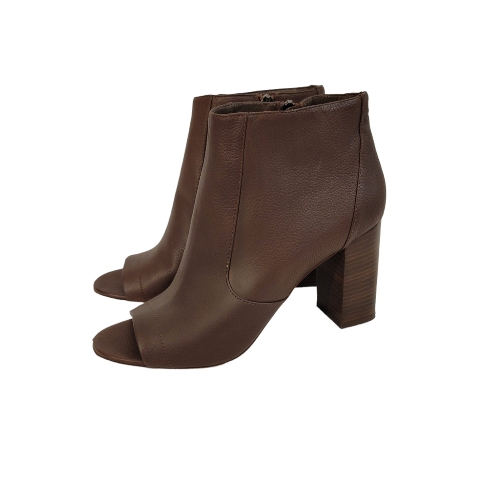 Vince Brown Leather Open Toe Booties